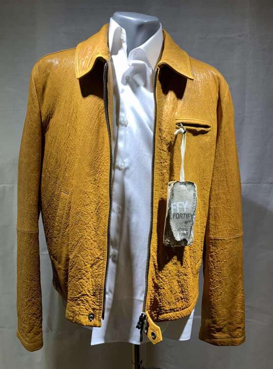 Žuta muška kožna jakna Vittorio Forti